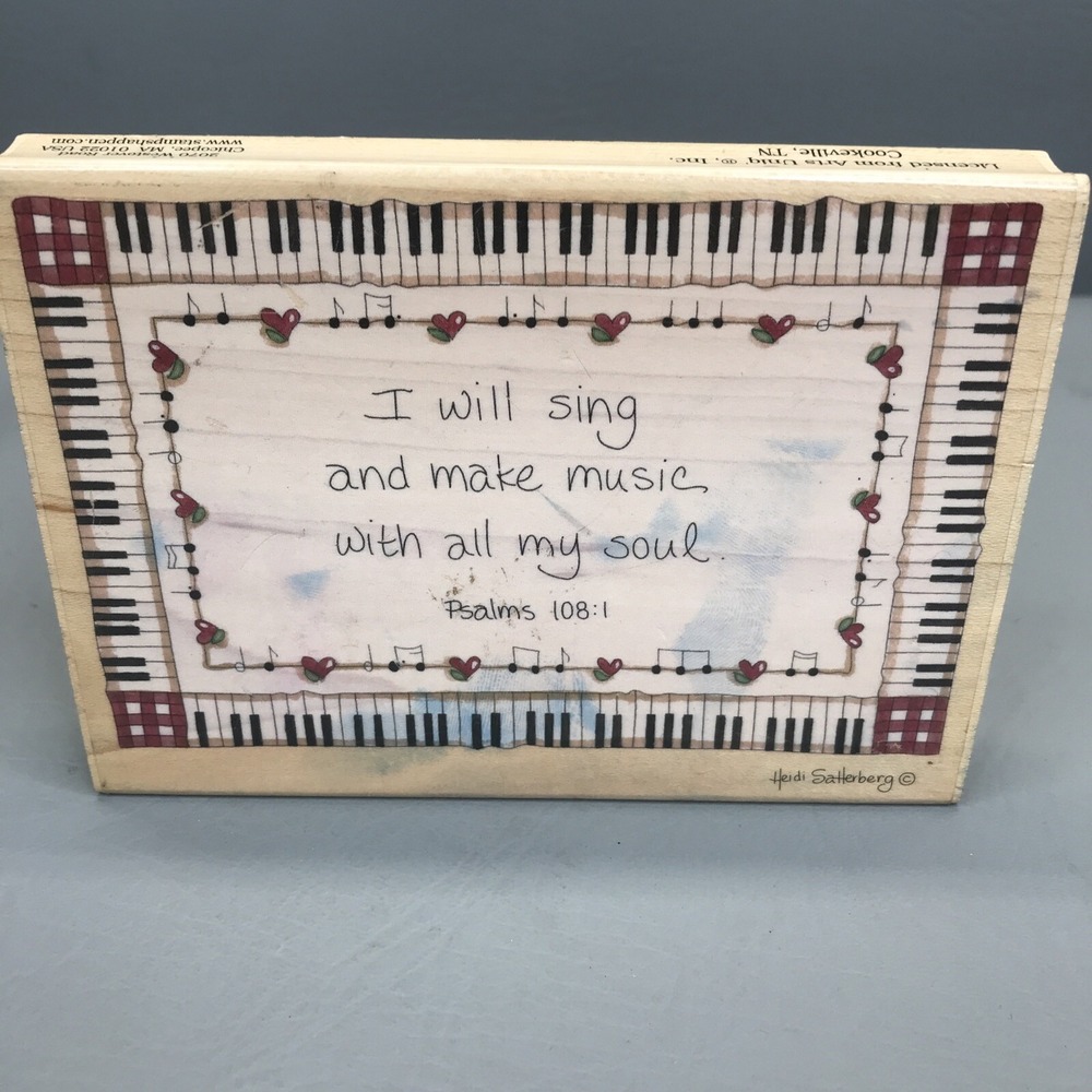 Stamps Happen Large Rubber Stamp # 90241 I Will Sing Psalms 108:1 Made in USA